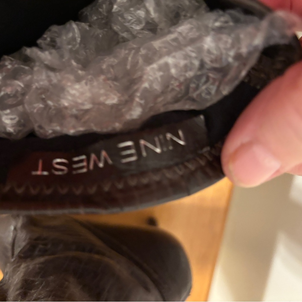 Nine West Dark Brown Textured Heeled Boots - Picture 5 of 5